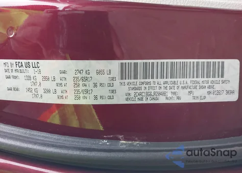 2018 Chrysler Pacifica Touring L из США, поврежденный, VIN 2C4RC1BG6JR204081